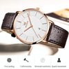 OLEVS 5869 Men Business Waterproof Genuine Leather Strap Quartz Watch(White + Dark Brown)