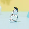 S925 Sterling Silver Platinum-plated Happy Bear Heart DIY Beads(SCC2838)