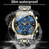 OLEVS 2892 Men Multifunctional Business Waterproof Quartz Watch(Blue + Gold)