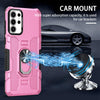 For Samsung Galaxy S25 Ultra 5G Ring Holder Armor Hybrid Phone Case(Pink)