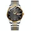 BINBOND B3034 Diamond 30m Waterproof Business Watch Men's Butterfly Buckle Luminous Quartz Watch(Inter-gold-Black)
