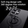 For Samsung Galaxy S24 Ultra 5G Carbon Fiber MagSafe Phone Case with 360 Degree Rotating Holder(Black Grey)