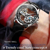 OLEVS 6661 Men Fashion Luminous Waterproof Mechanical Watch(Black + Silver)