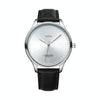 YAZOLE 503 Simple Line Pattern Dial Men Quartz Watch(Silver Shell White Tray Black Belt)