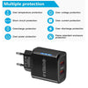 36W Dual Port QC3.0 USB Mobile Phone Charger Dual 18W Output, EU Plug(Black)