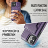 For iPhone 12 / 12 Pro DG.MING MAGKING-K2 Series MagSafe RFID Card Bag Detachable Phone Case(Purple)