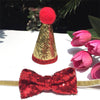 Christmas Pet Hat & Bow Tie Set - Sequined, Cats/Small Dogs