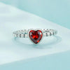 Sterling Silver S925 Burgundy Heart Shaped Retro Women Ring(No.6)