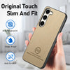 For Samsung Galaxy S22+ 5G Twill Fabric Leather Skin Back Phone Case(Khaki)
