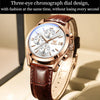 OLEVS 2872 Men Three Eyes Six Needles Chronograph Waterproof Quartz Watch(White + Rose Gold)