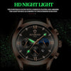 BINBOND B3591 30m Waterproof Luminous Calendar Men Watch, Color: Brown Leather-Rose-Black
