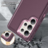 For Samsung Galaxy S25 Ultra 5G Rugged PC Hybrid Silicone Phone Case with Holder(Purple+Pink)