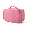 Rhombus Waterproof Cosmetic Bag Toiletries Storage Bag With Mirror(Pink)