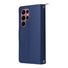For Samsung Galaxy S22 Ultra 5G Nine-card Slots Zipper Wallet Bag Leather Phone Case(Blue)