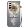 For Samsung Galaxy S22 5G Crystal Texture Colored Drawing Leather Phone Case(Elephants)