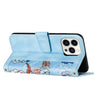 For iPhone 15 Pro Max Floral Pattern Leather Phone Case with Lanyard(Light Blue)