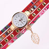 Ladies Quartz Bracelet Watch with Leaf Shape Pendant(Red)