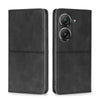 For Asus Zenfone 9 Cow Texture Magnetic Horizontal Flip Leather Phone Case(Black)