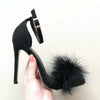 Plush Peep-Toe High Heels, Size:40(Black)