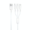WK WDC-137 3 in 1 USB to Micro USB / 8 Pin + USB-C / Type-C 3A Fast Charing Cable(White)