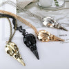 Punk 3D Metal Raven Skull Skeleton Pendant Necklace(Gold)