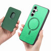 For Samsung Galaxy S25+ 5G Retro Magsafe Card Bag PU Back Cover Phone Case(Green)