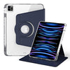 For iPad Air 13 2024 / Pro 12.9 2022 360 Rotation Detachable Clear Acrylic Leather Tablet Case(Dark Blue)