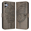 For Samsung Galaxy A06 4G / 5G Embossed Butterfly Leather Phone Case(Grey)