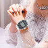 Outdoor Sports Simple Transparent Case Waterproof Luminous Electronic Watch(Transparent Square White)