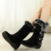 Women Mid-calf Snow Boots Thick-soled Faux Rabbit Fur Cotton Boots, Size: 35(Black)