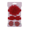 3 in 1Children Bow Flower Headband Hair Band Hair Ring Read Tiara(Red)