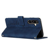 For Samsung Galaxy F16 5G / M16 5G Skin Feel Heart Embossed Leather Phone Case with Long Lanyard(Blue)