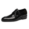 Crocodile Pattern Business Flat Bottom Leather Formal Shoes, Size:46(Black)
