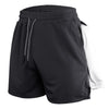 Mens Quick Dry Athletic Shorts Single Layer 5 / 10 Pants With Towel Hanging, Size: L(Black)