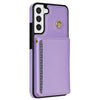 For Samsung Galaxy S21 5G Three Fold Card Bag Phone Case with Long Lanyard(Purple)