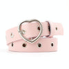 3PCS Narrow Thin Leather Silver Metal Heart Buckle Belts for Women, Belt Length:105cm(Pink)