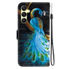 For Samsung Galaxy A25 5G Crystal Texture Colored Drawing Leather Phone Case(Peacock)