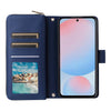 For Samsung Galaxy A56 Nine-card Slots Zipper Wallet Bag Leather Phone Case(Blue)