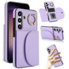 For Samsung Galaxy S25 5G Ring Holder Card Bag Skin Feel Phone Case(Purple)