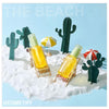 12 in 1 Miniature Beach Paper Cut Cactus Sandy Beach Landscape Decoration Photography Props(Green)