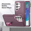 For Samsung Galaxy S25 Ultra 5G Rugged PC Hybrid Silicone Phone Case with Holder(Purple+Pink)