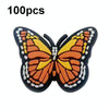 100pcs Butterfly Cartoon Shoe Flower Removable PVC Soft Rubber Cave Shoes Buckle(Gold)