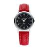 YAZOLE 281 Dual Digital Dial Simple Retro Business Couple Quartz Watch(Large Black Tray Red Belt)