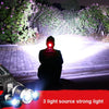 Strong Light Long-Range Rechargeable Three-Head Lamp Outdoor Fishing Lamp Led Head-Mounted Flashlight (1T6 x 2XPE 2 Batteries)