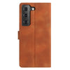 For Samsung Galaxy S21 5G Triangles Embossed Leather Phone Case(Brown)