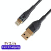 2.4A USB to 8 Pin Transparent Fast Charging Data Cable, Length: 1m(Black)