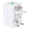 110-250V Multi-function Travel Universal Converter with Dual USB Interfaces, EU / UK / US / AU Plug(White)