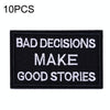 10PCS Hook and Loop Fastener Armband English Letter Embroidery Banner Color Random Delivery