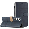 For Samsung Galaxy S25+ 5G Cowhide Texture Stitching Leather Phone Case(Dark Blue)