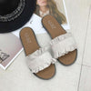 Lotus Leaf Edge Beach Flat Bottom Sandals Slippers, Size:38(Beige)